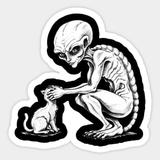 Alien Petting Cat Sticker